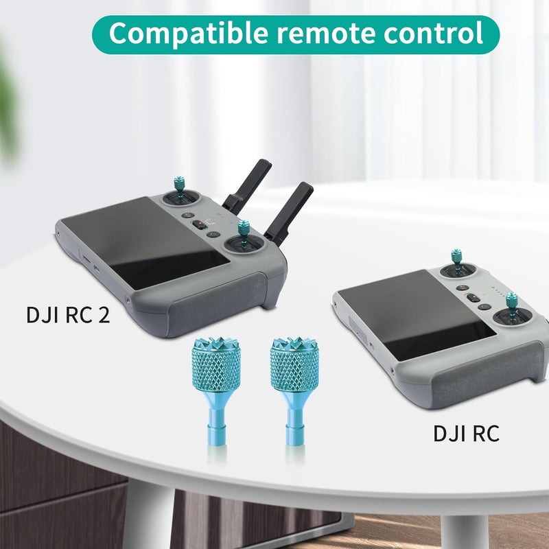 Hanatora Joysticks Stick for DJI RC,RC 2(Air 3S,Neo,Flip,Air 3,Mini 6/4/3 Pro,Mini 3,Mavic 3 Classic/Pro Drone Controller),Remote Control Joy Sticks Thumb Accessories(Blue&Green) - Image 2